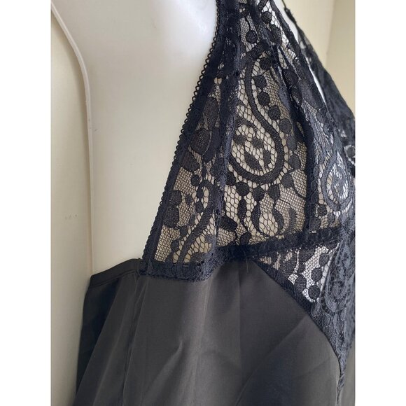 Feminine Sheer sensual lace Plus Size Black Halter Neck Slip Lingerie Dress 2XL - Picture 8 of 8